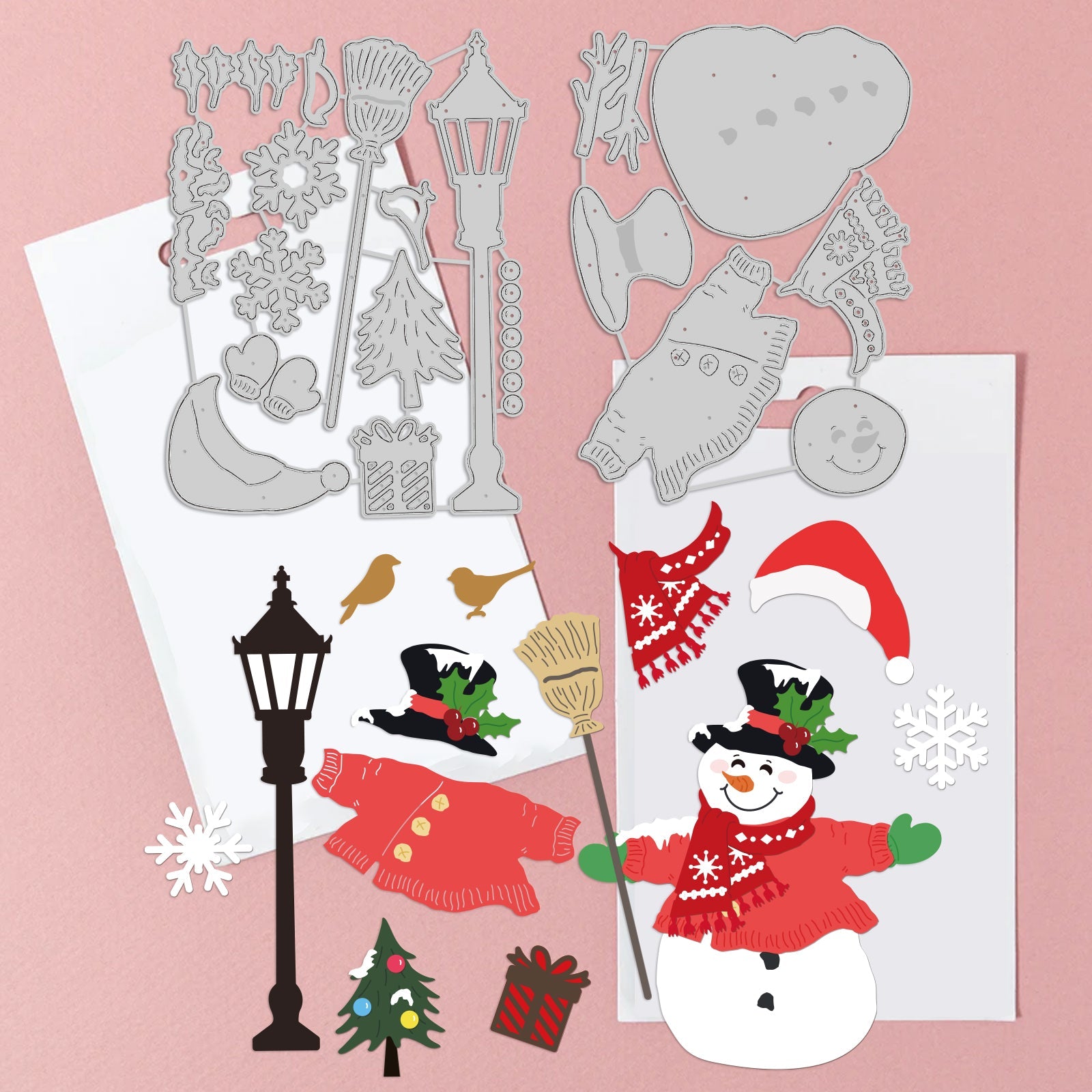 CRASPIRE Christmas Snowman, Winter Carbon Steel Cutting Dies Stencils, for DIY Scrapbooking/Photo Album, Decorative Embossing DIY Paper Card