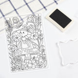 Craspire Background, Fairy Tale, Rabbits, Flowers, Plants Clear Silicone Stamp Seal for Card Making Decoration and DIY Scrapbooking