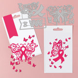 CRASPIRE Pink Ribbon, Butterfly Breast Cancer Ribbon Carbon Steel Cutting Dies Stencils, for DIY Scrapbooking/Photo Album, Decorative Embossing DIY Paper Card