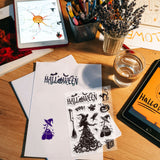 Craspire Custom PVC Plastic Clear Stamps, for DIY Scrapbooking, Photo Album Decorative, Cards Making, Witch Pattern, 160x110x3mm