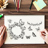 CRASPIRE Clear Stamps Silicone Stamp Seal for Card Making Decoration and DIY Scrapbooking, Bird, Wreath, Butterfly