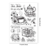 Craspire Afternoon Tea, Coffee, Books, Pocket Watch, Flowers, Teapot Clear Silicone Stamp Seal for Card Making Decoration and DIY Scrapbooking