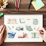 Craspire Book , Bookshelf, Quill, Inkwell, Glasses Clear Stamps Silicone Stamp Seal for Card Making Decoration and DIY Scrapbooking