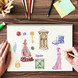 Craspire Vintage, Lady, Clock, Rose, Book, Feather, Key, Lock Clear Stamps Silicone Stamp Seal for Card Making Decoration and DIY Scrapbooking