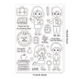 Craspire Female Teacher, Male Teacher, Female Student, Male Student, Pen, School Bag, Book Clear Stamps Silicone Stamp Seal for Card Making Decoration and DIY Scrapbooking
