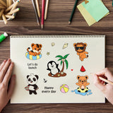 Craspire Lion, Penguin, Tiger, Bear, Panda, Coconut Tree, Conch, Shell, Starfish, Ball, Watermelon Clear Silicone Stamp Seal for Card Making Decoration and DIY Scrapbooking