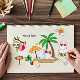 Craspire Island Time, Sloths, Elephants, Hippos, Coconut Palms Clear Silicone Stamp Seal for Card Making Decoration and DIY Scrapbooking