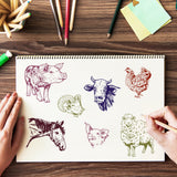 Craspire Livestock Clear Silicone Stamp Seal for Card Making Decoration and DIY Scrapbooking, Pig, Horse, Sheep, Cow, Chicken