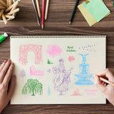 Craspire Roman Style, European Women, Fountain, Tree, Stone Gate Clear Silicone Stamp Seal for Card Making Decoration and DIY Scrapbooking