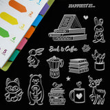 Craspire Book, Coffee, Animals Silicone Stamp Seal for Card Making Decoration and DIY Scrapbooking