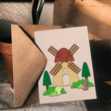 CRASPIRE Windmill, House, Trees, Flowers, Tulips, Grass, Mushrooms Carbon Steel Cutting Dies Stencils, for DIY Scrapbooking/Photo Album, Decorative Embossing DIY Paper Card