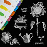 Craspire Sunflower, Realistic, Foliage, Border, Watering Can, Love Clear Silicone Stamp Seal for Card Making Decoration and DIY Scrapbooking