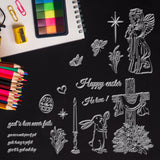 Craspire Easter, Angel, Prayer, Bunny, Easter Egg, Cross, Tulips, Daffodils, Daisies, Roses, Leaves, Bushes, Hexagram, Candles, Text, Butterflies Clear Silicone Stamp Seal for Card Making Decoration and DIY Scrapbooking