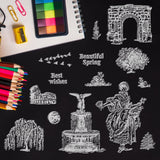 Craspire Roman Style, European Women, Fountain, Tree, Stone Gate Clear Silicone Stamp Seal for Card Making Decoration and DIY Scrapbooking
