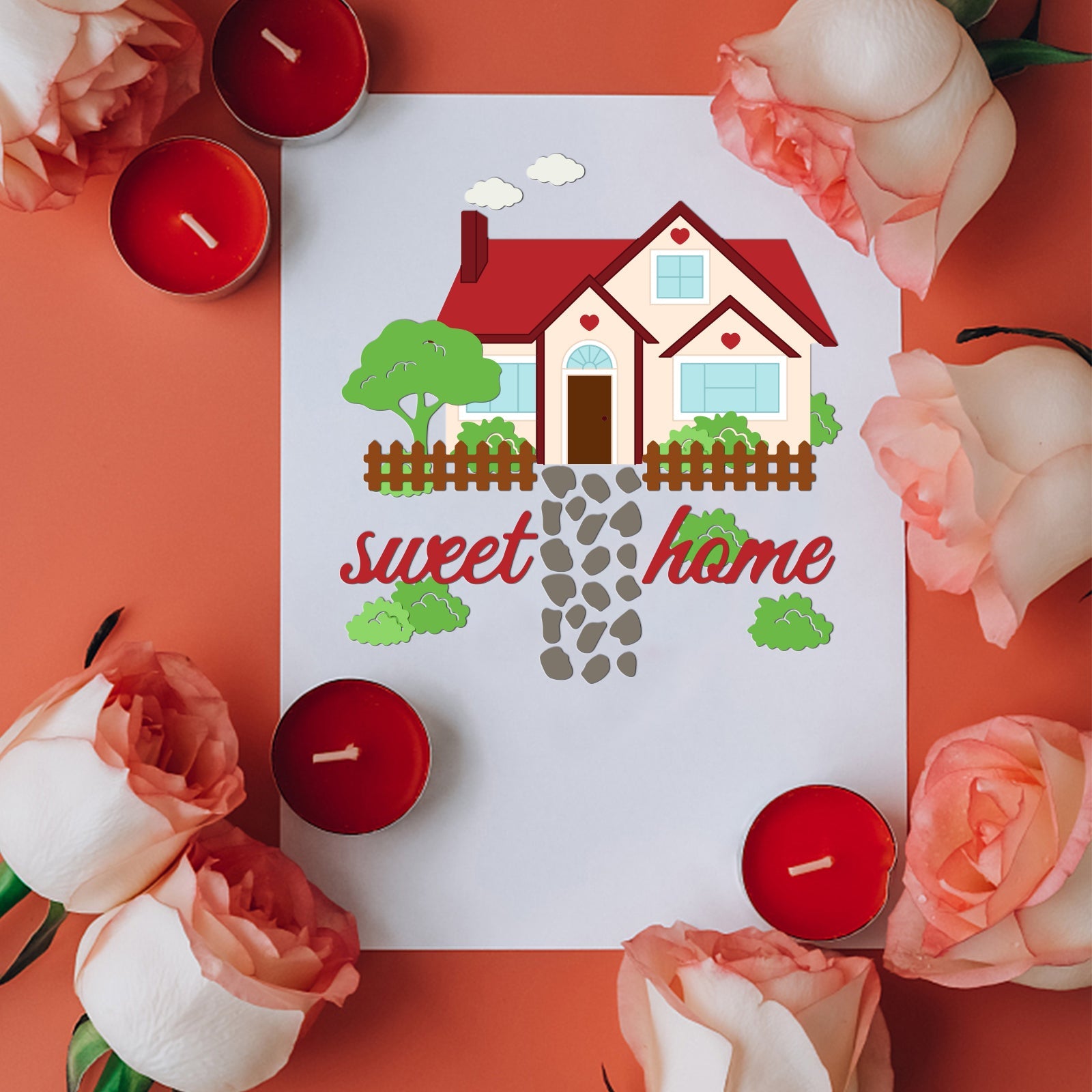 CRASPIRE Sweet Home, House, Tree Carbon Steel Cutting Dies Stencils, for DIY Scrapbooking/Photo Album, Decorative Embossing DIY Paper Card