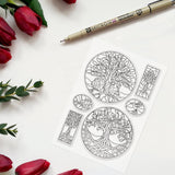 Craspire Tree of Life Stained Glass Style Clear Silicone Stamp Seal for Card Making Decoration and DIY Scrapbooking