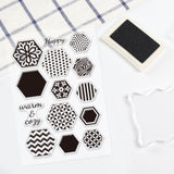 Craspire Hexagon Pattern, Polka Dots, Stripes, Retro Patterns, Waves, Gems Clear Silicone Stamp Seal for Card Making Decoration and DIY Scrapbooking