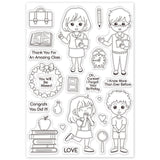 Craspire Female Teacher, Male Teacher, Female Student, Male Student, Pen, School Bag, Book Clear Stamps Silicone Stamp Seal for Card Making Decoration and DIY Scrapbooking