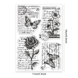 Craspire Vintage Flowers, Sketch Butterflies, Handwriting, Roses, Poppies Clear Silicone Stamp Seal for Card Making Decoration and DIY Scrapbooking