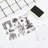 Craspire Roman Style, European Women, Fountain, Tree, Stone Gate Clear Silicone Stamp Seal for Card Making Decoration and DIY Scrapbooking
