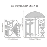 CRASPIRE Picnic Tables and Food Carbon Steel Cutting Dies Stencils, for DIY Scrapbooking/Photo Album, Decorative Embossing DIY Paper Card