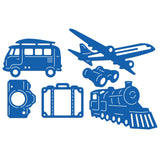 CRASPIRE Train, Plane, Suitcase, Camera, Travel Bus, Binoculars Carbon Steel Cutting Dies Stencils, for DIY Scrapbooking/Photo Album, Decorative Embossing DIY Paper Card