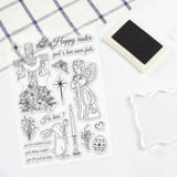 Craspire Easter, Angel, Prayer, Bunny, Easter Egg, Cross, Tulips, Daffodils, Daisies, Roses, Leaves, Bushes, Hexagram, Candles, Text, Butterflies Clear Silicone Stamp Seal for Card Making Decoration and DIY Scrapbooking
