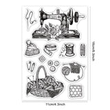 Craspire Vintage Clear Stamps, Rose, Sewing Machine, Wool, Tape Measure Cloth Skirt Clear Silicone Stamp Seal for Card Making Decoration and DIY Scrapbooking
