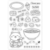 Craspire Ramen, Sushi, Lucky Cat Clear Stamps Silicone Stamp Seal for Card Making Decoration and DIY Scrapbooking