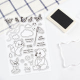 Craspire Butterfly and Animals, Butterfly Net, Fox, Rabbit, Bear, Cloud, Flower, Grass Clear Stamps Silicone Stamp Seal for Card Making Decoration and DIY Scrapbooking