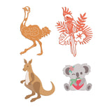 CRASPIRE Ostrich, Parrot, Kangaroo, Koala Carbon Steel Cutting Dies Stencils, for DIY Scrapbooking/Photo Album, Decorative Embossing DIY Paper Card