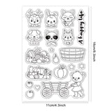Craspire Cart Trolley Animal Vegetable Fruit Fox Rabbit Bear  Deer Puppy Pumpkin Clear Silicone Stamp Seal for Card Making Decoration and DIY Scrapbooking