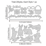CRASPIRE Rabbit Silhouette, Bushes, Basket, Eggs Carbon Steel Cutting Dies Stencils, for DIY Scrapbooking/Photo Album, Decorative Embossing DIY Paper Card