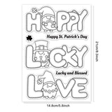 Craspire St. Patrick's Day, Shamrocks, Gnomes, Lucky Words Stamp Clear Silicone Stamp Seal for Card Making Decoration and DIY Scrapbooking