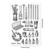 Craspire Paint, Brush, Palette Clear Silicone Stamp Seal for Card Making Decoration and DIY Scrapbooking