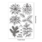 Craspire Winter Plants, Poinsettia, Mistletoe, Holly, Pine Branches Clear Silicone Stamp Seal for Card Making Decoration and DIY Scrapbooking