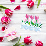 CRASPIRE Tulips, Happy Birthday, Flower Arrangement 3D Carbon Steel Cutting Dies Stencils, for DIY Scrapbooking/Photo Album, Decorative Embossing DIY Paper Card