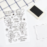 Craspire Clear Stamps Silicone Stamp Seal for Card Making Decoration and DIY Scrapbooking, Girl, Fairy Tale, Elf, Fairy, Winter, Snowflakes