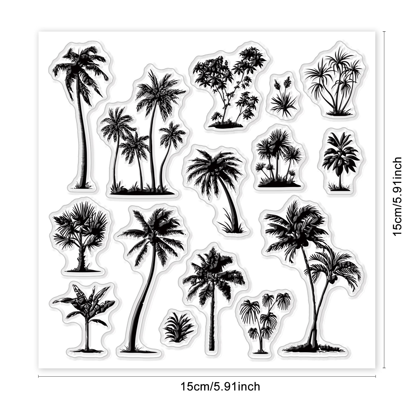 Craspire Tropical, Coconut Tree Silhouette Clear Stamps Seal for Card Making Decoration and DIY Scrapbooking