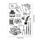 Craspire School Supplies, Pens, Ink, Books Clear Stamps Seal for Card Making Decoration and DIY Scrapbooking