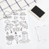 Craspire Rain Boots, Umbrella, Cloud, Raindrops, Bird Clear Silicone Stamp Seal for Card Making Decoration and DIY Scrapbooking