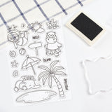 Craspire Island Time, Sloths, Elephants, Hippos, Coconut Palms Clear Silicone Stamp Seal for Card Making Decoration and DIY Scrapbooking