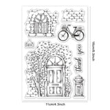 Craspire Door, Window, Bicycle, Tree, Mailbox, Scene Outside the Door, Scenery Clear Silicone Stamp Seal for Card Making Decoration and DIY Scrapbooking