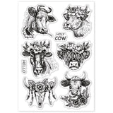 CRASPIRE Cow Flower Animal Sunflower Clear Silicone Stamp Seal for Card Making Decoration and DIY Scrapbooking