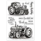 Craspire Retro Tractor, Blessing Word Stamps Silicone Stamp Seal for Card Making Decoration and DIY Scrapbooking