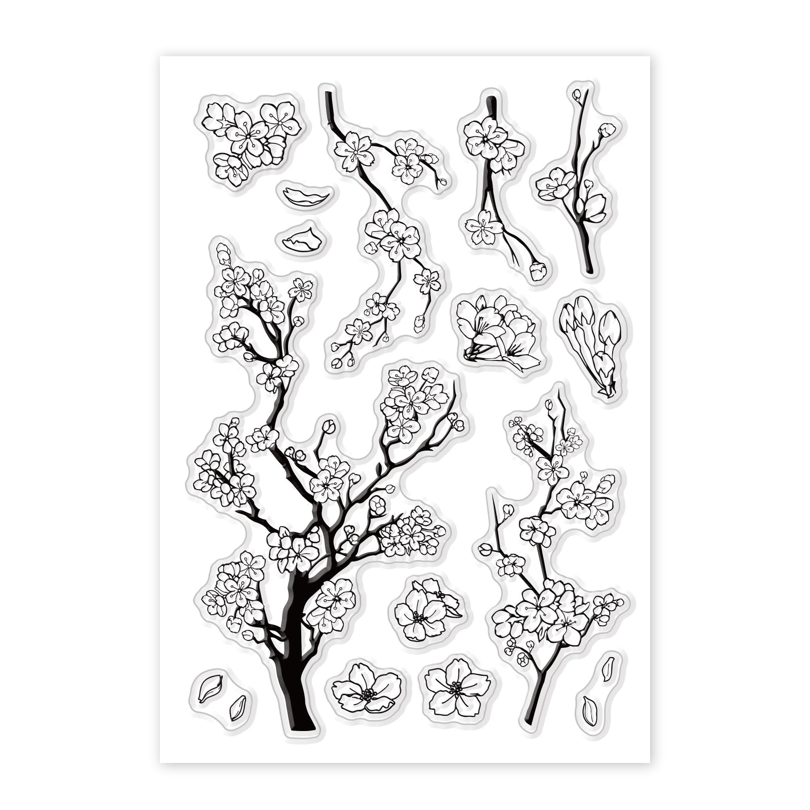 Craspire Cherry Blossoms Clear Silicone Stamp Seal for Card Making Decoration and DIY Scrapbooking