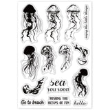 Craspire Overlay Jellyfish, Marine Life, Blessings Clear Silicone Stamp Seal for Card Making Decoration and DIY Scrapbooking