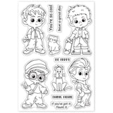 Craspire Cute Boy Greetings Clear Silicone Stamp Seal for Card Making Decoration and DIY Scrapbooking