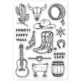 Craspire Cowboy, Barrel, Horn, Rope, Cactus Stamps Silicone Stamp Seal for Card Making Decoration and DIY Scrapbooking