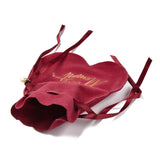 10 Set Flannelette Craft Ribbon Drawstring Bag, with Word & Acrylic Beads, for Valentine Birthday Wedding Party Candy Wrapping, FireBrick, 17.2x14.3cm